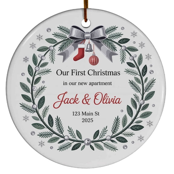 New Apartment Christmas Ornament 2025, Ornament Our First Xmas in New Apartment Keepsake, Custom Name Text Address Christmas Ornament Gift