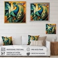thumbnail image 4 of Designart "Cubist Peacock in Green and Blue" Animals Wall Art Print, 4 of 5