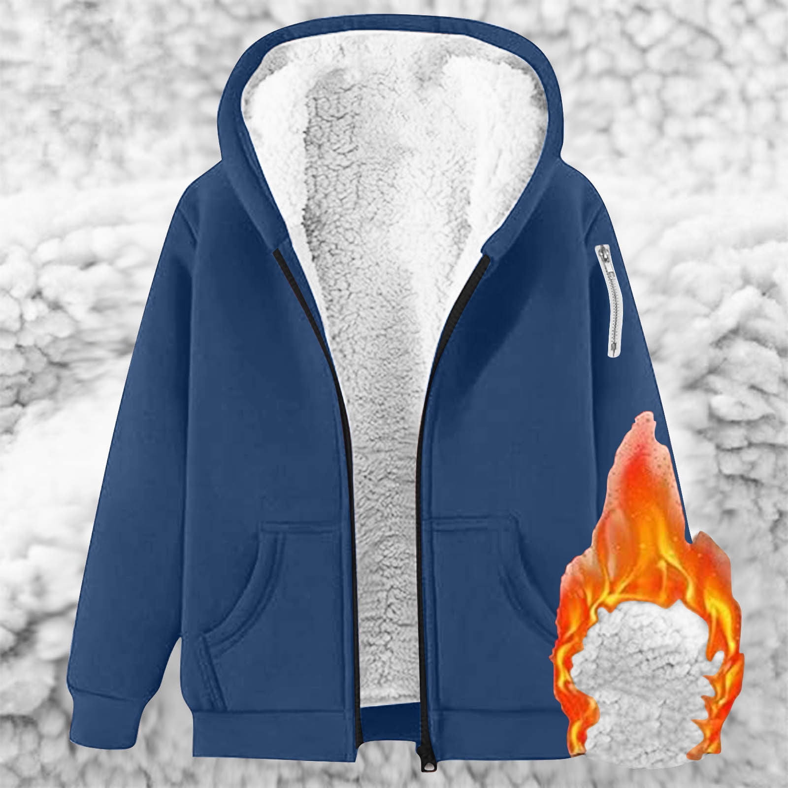 Aboser Womens Winter Fleece Lined Hoodies Plus Size Zip Up Hooded Jacket Warm Long Sleeve Sweatshirt Coat Thicken Sherpa Hoodie Jackets with Pockets Navy XXL