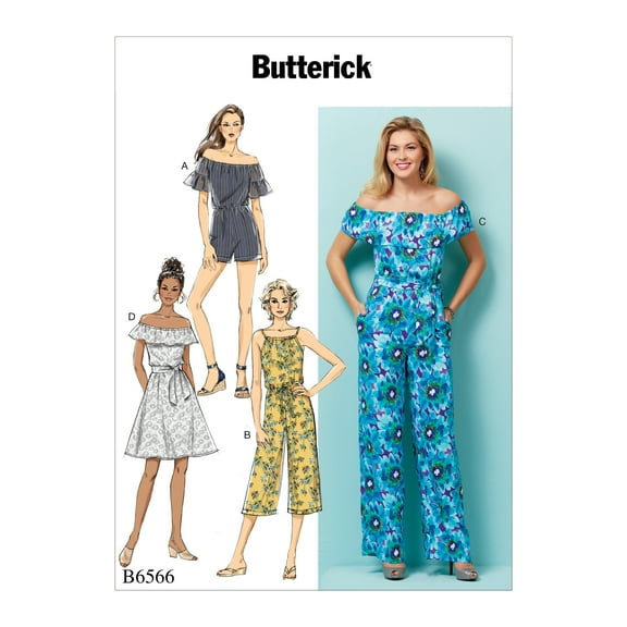 Butterick Pattern MISSES'/MISS PETITE DRESS, ROMPER, JUMPSUIT AND SASH-XS-S-M