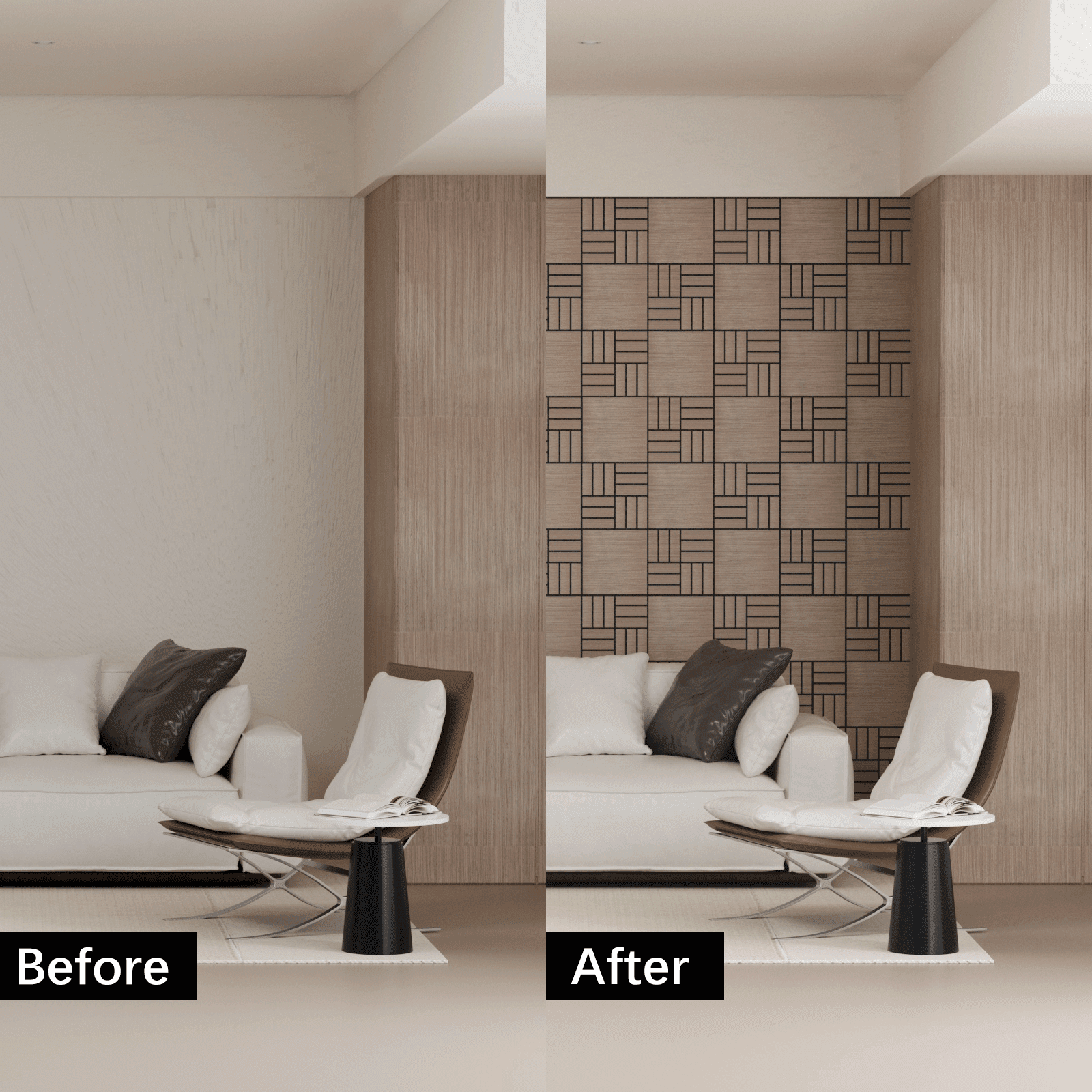 4 Packs Acoustic Wall Panels - Self-Adhesive 3D Wood Slat Wall Panel- Peel and Stick Sound Absorbing Panels for Noise Reducing - Feature Wall Decor for Home & Office