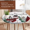 thumbnail image 4 of Christmas Snowman Round Tablecloth, Fitted Table Cover with Elastic for 45"-54" Round Tables, Plaid Xmas Tree Winter Snowflake Table Cloth Outdoor Indoor Dinning Party Waterproof Tablecloths, 4 of 7