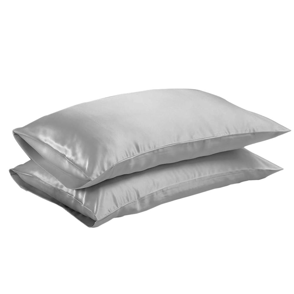1 Pair Silky Pillow Case Luxury Silk Satin Queen Pillowcase 51x76cm White 