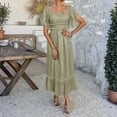 thumbnail image 6 of Women's Off the Shoulder Ruffle Maxi Dress Short Sleeve Tiered Graduation Boho Sundress, 6 of 9