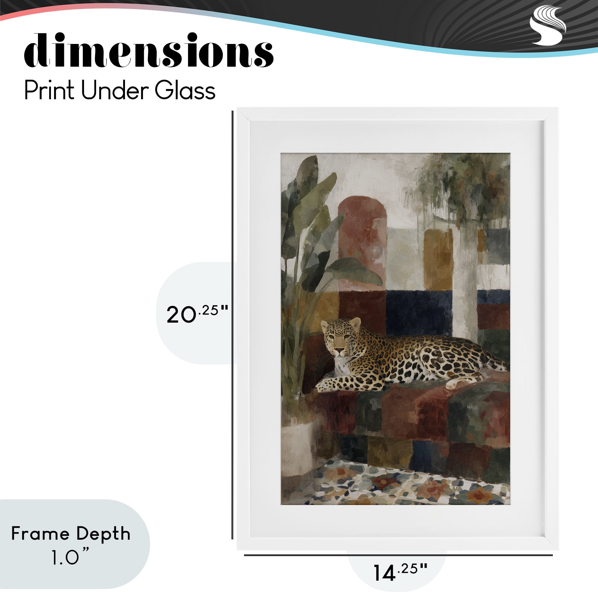 Stupell Industries Jaguar Among Tropical Palms White Framed Print Under Glass, design by Chromatic Storm Studio