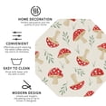 thumbnail image 3 of Honeii Cartoon Flat Mushrooms print Leather Coaster Set of 4, ideal for safeguarding your furniture from drinks spills and effortless cleanup-Octagon, 3 of 6