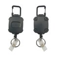 thumbnail image 1 of 2 Pack Porte-Badge d'Identité Auto-Rétractable ELV, Robuste, Lanière de 32 Pouces, Porte-Clés Mousqueton, Porte-Clés Rétractable, Contient jusqu'à 15 Clés et Outils (Noir), 1 of 5