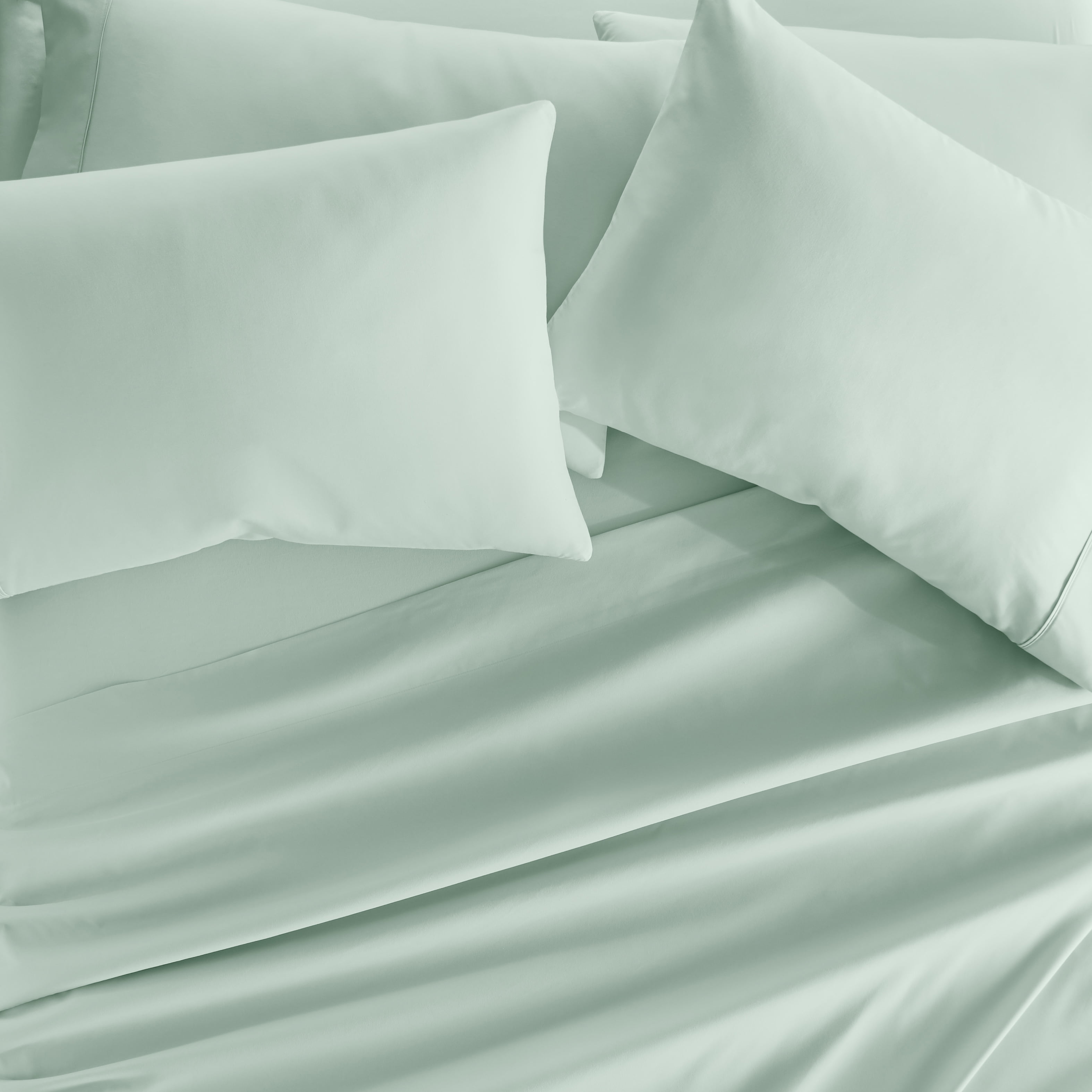 Full, Mint Solid Microfiber 6 Piece Bed Sheet Set, by Noble Linens