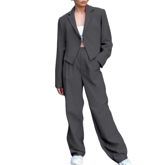Women's Trousers Suit Set Fashionable Slim Fit Casual Wear Comfortable Stretchy Two Piece Outfit with Short Jacket