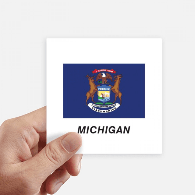 State Flag Outline Michigan Sticker Square Waterproof Stickers Wallpaper Car Decal