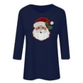 thumbnail image 4 of asdoklhq Long Sleeve Tops Christmas Ladies' Christmas Round Neck 3/4 Sleeve T-shirt Shirt Blue 2X, 4 of 4