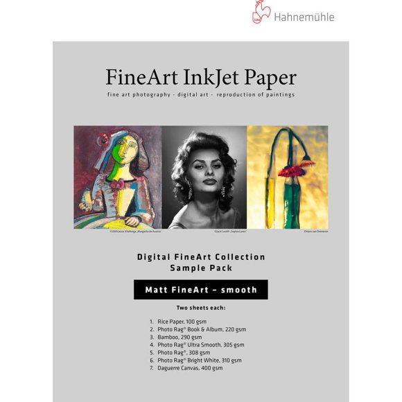 Paquete de muestras de papel Hahnemühle Matte FineArt Smooth A3+ 12 She