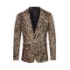 thumbnail image 5 of Blazer impreso de animales Inspire Chic para hombres, corte slim fit, con un botón, chaquetas deportivas, color marrón, 5 of 5