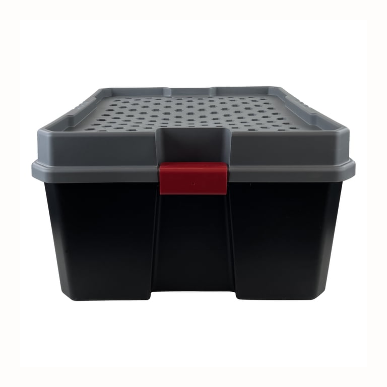 2 pack) Hyper Tough 21 Gallon Plastic Material Storage Tote, Black