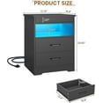 thumbnail image 6 of Set of 2 Nightstand with 2 Storage Drawers and Charging Station, Modern Night Stand Bedside Table with LED Lights and Sliding Desktop, Large End Side Table for Bedroom Living Room, Black, 6 of 11