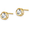thumbnail image 2 of 14k Yellow Gold 5.2mm Bezel White Topaz Stud Earrings - 5mm, 2 of 5