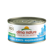 Angle View: (24 Pack) Almo Nature HQS Natural Mackerel in broth Grain Free Wet Cat Food, 2.47 oz. Cans