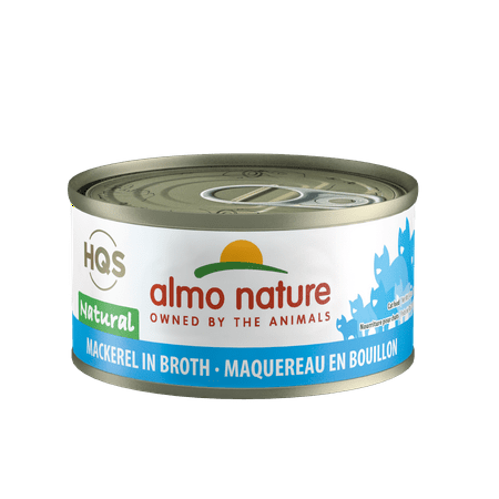 (24 Pack) Almo Nature HQS Natural Mackerel in broth Grain Free Wet Cat Food, 2.47 oz. Cans