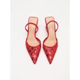 thumbnail image 3 of On feet& in love Women's Pointed Toe Slingback Heels with Sequin Lace Mesh - Red Dress Shoes for Party & Wedding - Size 5.5, 3 of 8