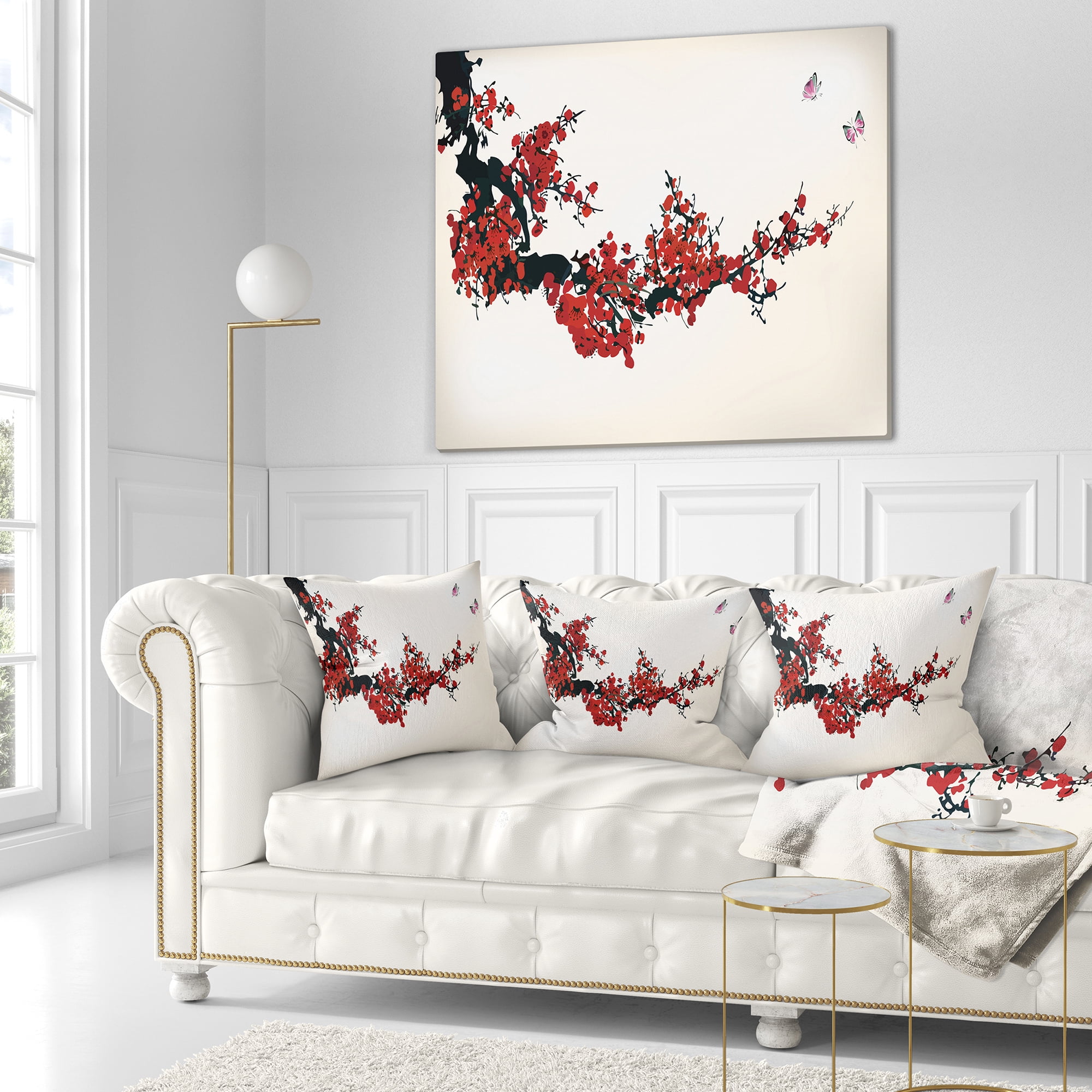 Designart Floral Winter Sweet - Floral Throw Pillow - 18x18