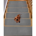 thumbnail image 2 of Vintage Dark Gray Stair Treads Non Slip Runners Rugs, 15 Pcs Carpet for Stairs with Adhesive, Farmhouse Retro Solid Color Linen Texture Stair Mats Pads Indoor Stair Treads for Wooden Steps 8"x30", 2 of 7
