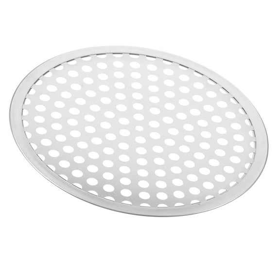 HEMOTON  Perforated Bakeware Pizza Baking Screen Gray Round Pan Silver