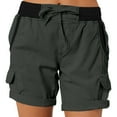 thumbnail image 3 of Nuoqisi Women's Summer Solid Color Drawstring Shorts Pocket Cargo Pants - Casual Utility Bottoms with Adjustable Waist for Outdoor Activities and Everyday Wear, 3 of 8