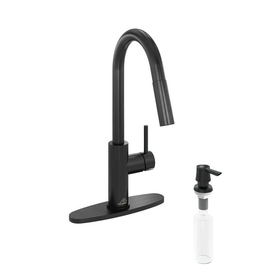 CASAINC Single Handle Kitchen Faucet with Pull Down Sprayer, Touchless Sensor, Soap Dispenser, Deck Mounted, Matte Black