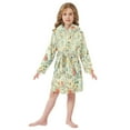 thumbnail image 6 of FORMRS Niños Bathrobe Unisex Hooded Robe Soft Plush Pajamas Sleepwear, Size 10-12T, Green Floral Pattern, 6 of 7