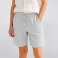 thumbnail image 2 of LIIPEE Girls Kids Solid Color Drawstring Waist Waffle Knit Casual Shorts For Summer Daily Wear Outdoor Activities School Casual Outings White 13-14 Years, 2 of 9