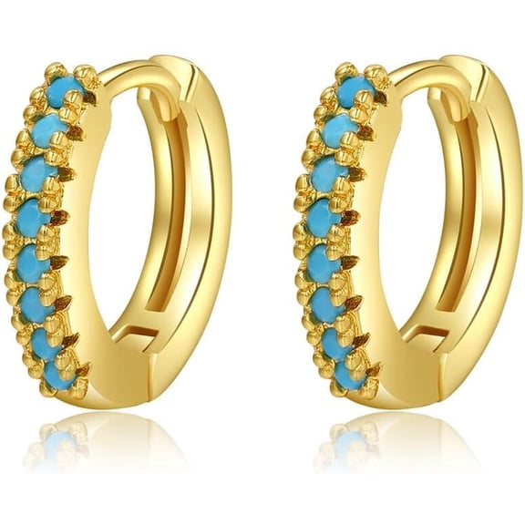 Gold Huggie Earrings for Women Rainbow Hoop Earrings Gold Plated Small Color Cubic Zirconia Cartilage Hoop Earrings Minimalist Personalized Earrings Jewelry Gifts