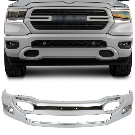 CCIYU Front Bumper Face Bar Compatible for 2019-2023 for Ram 1500 Steel Front Bumper Replacement without Parking Sensor Holes