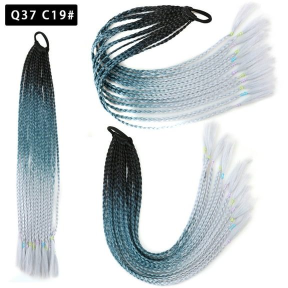 XmhyTop 2Pcs Vibrant Multi-Color Braided Ponytail Extensions, Elastic Band Secure Synthetic Hairpieces, Fun Styling for Crazy Hair Day, Women's Fashion Accessories，X