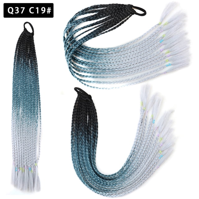 Zhuge 2 piezas de extensiones de cabello trenzado de colores, accesorios para extensiones de cabello trenzado con bandas de goma sintéticas para mujeres, X
