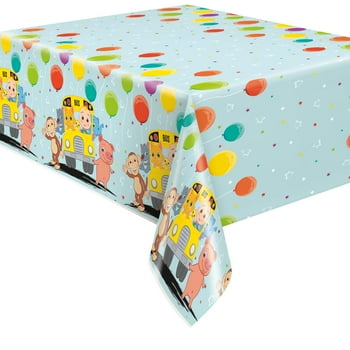 Cocomelon Birthday Plastic Party Tablecloth, 84 x 54in