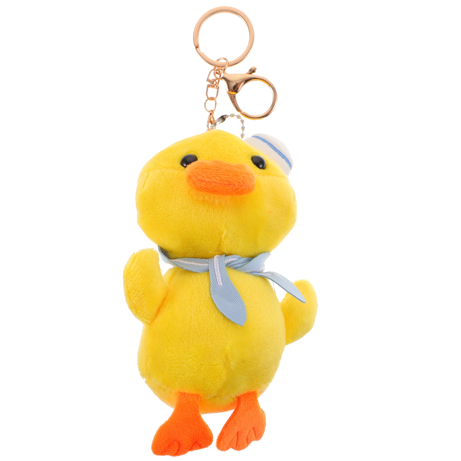 2pcs Plush Duck Keychains Backpack Hanging Key Pendants Cartoon Duck