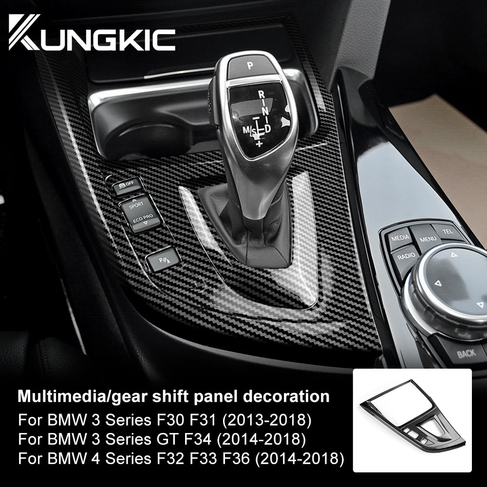 For 2013-2018 BMW F30 Gear Shift Panel Cover Left Hand Drive ABS Carbon Fiber Texture Car Interior Accessories, Black