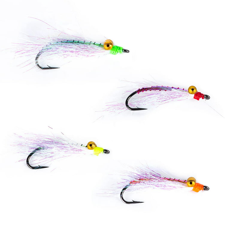 Goture 4pcs Clouser Minnow Fly Fishing Flies Assortment Kit Streamers Fly Flies Hook Size 4#-14#, Great for Bass, Trout, Panfish, Size: 8#-4PCS