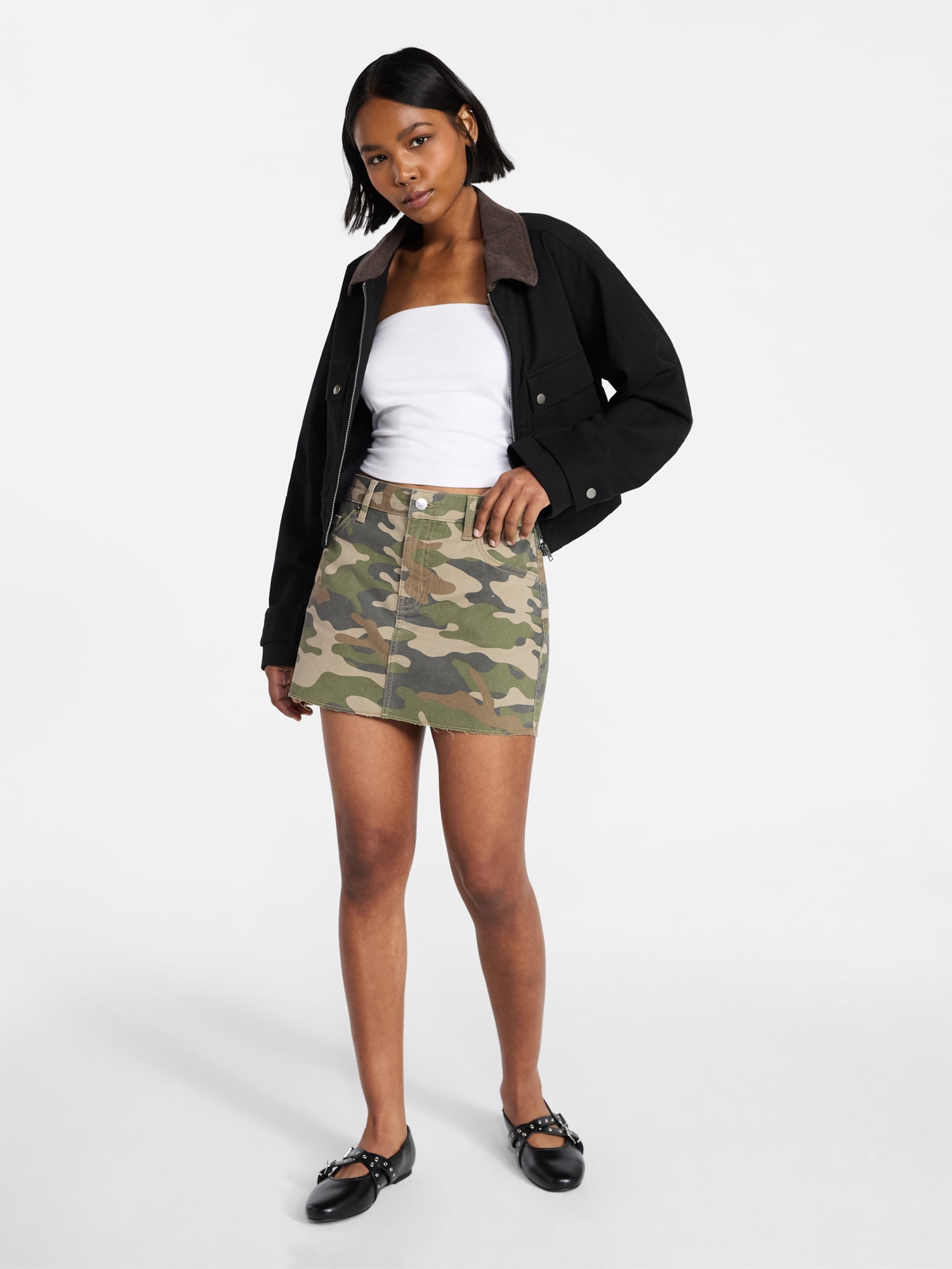 No Boundaries Denim Mini Skirt, Women's Sizes XXS-XXL