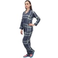 thumbnail image 1 of Bimba Navy Blue Check Print Women's Shirt With Pajama Pants 2 Pcs Nightwear - 10, 1 of 4
