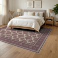thumbnail image 3 of ODIKA 6'x9' Washable Area Rug Easy Care, Non-Shedding, Boho Trellis Vintage Distressed Frame Scroll Border Mauve Dusty Refined for Queen Size Bedroom Under Bed Master Suite, 3 of 7