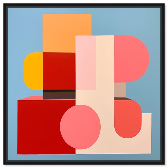 Abstract Blocks Canvas Retro Geometric Abstract Wall Art by Art Remedy, Black Frame, 12" x 12"