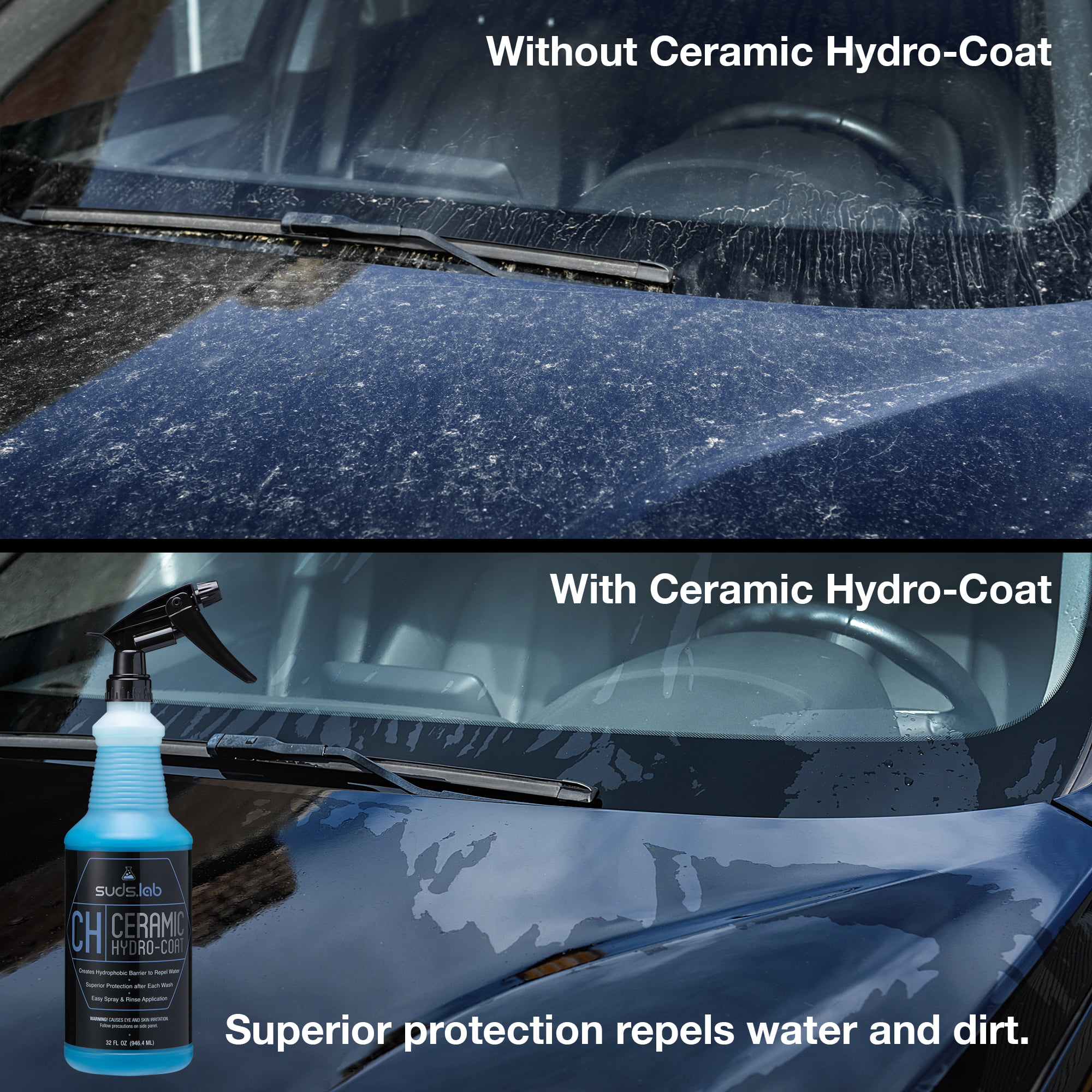 suds.lab Suds Lab CH Ceramic Hydro-Coat Hydrophobic Car Sealant Water  Activated Spray Easy To Use and Dirt Repelling Finish Treatment For All  Vehicles
