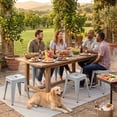 thumbnail image 3 of Stackable Bar Stools Set of 4, Backless 18 Inch Industrial Metal Barstools for Indoor Outdoor Classroom Kitchen Small Gathering (Gray), 3 of 10