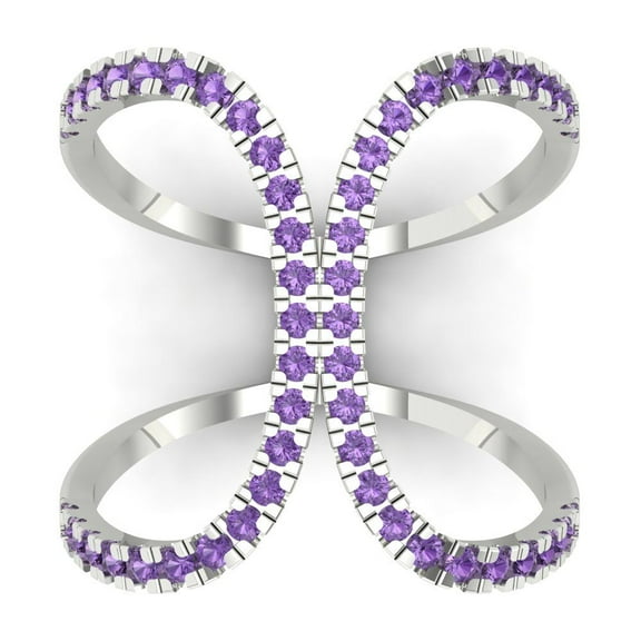 Statement Engagement Ring for Women - 0.5ct Simulated Alexandrite in 14K White Gold Promise Ring