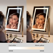 ANDY STAR 14"x19" Large Rectangle Vanity Mirror With Lights, 2 Color Lighting Modes For Tabletop, 180 Degrees Rotation And Smart Touch Control Makeup Mirror For Bedroom