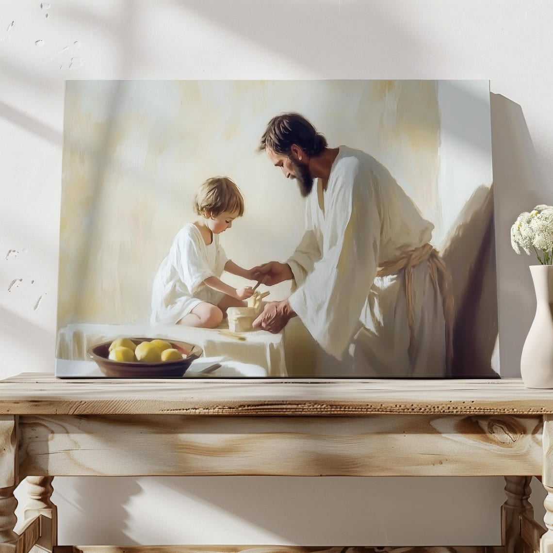 Jesus And Joseph Carpentry Poster Christian Family Wall Art Unframed Paper Print