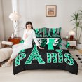 thumbnail image 4 of Homewish Green Eiffel Tower Bedding Comforter Set, Romantic Valentines Day Twin Comforter Sets, Chic Leopard Zabra Print Reversible Bedding Set, Luxury Bedroom Decor, 2pcs, 4 of 8