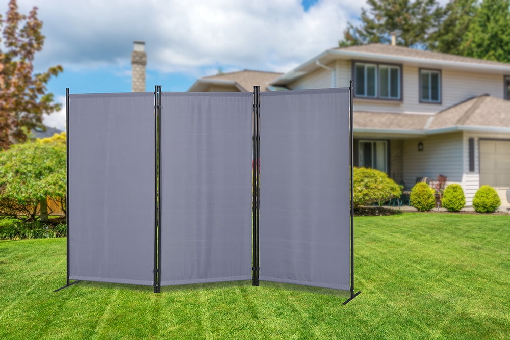 Proman Products Galaxy Indoor and Outdoor 3 Panel Room Divider, 71" Tall, Gray