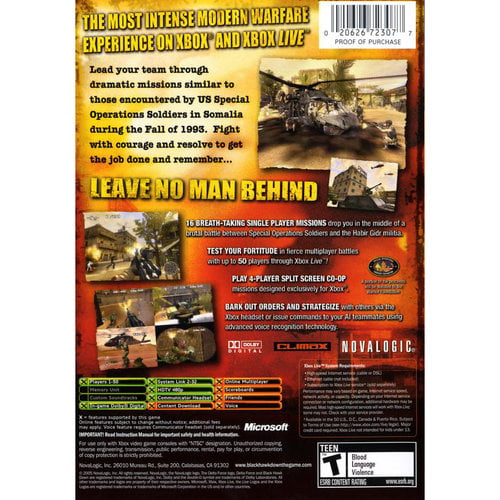 Oude man Nylon Tante Delta Force Black Hawk Down - Xbox - Walmart.com